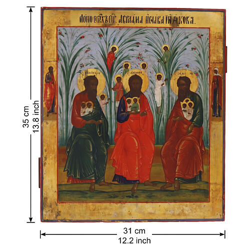 Icona Russa antica XIX secolo i tre patriarchi 35x31cm 3