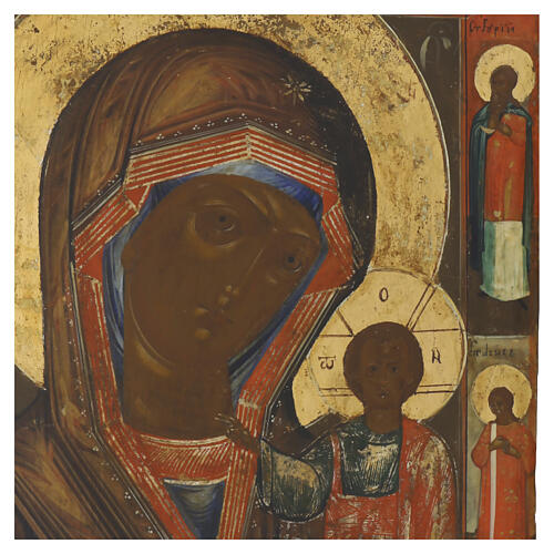 Icona Russa antica XVIII secolo Madonna di Kazan 27x23 cm 2