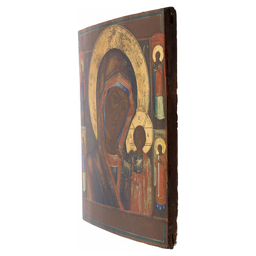 Ícone russo antigo séc. XVIII Mãe de Deus de Cazã 27x23 cm 4