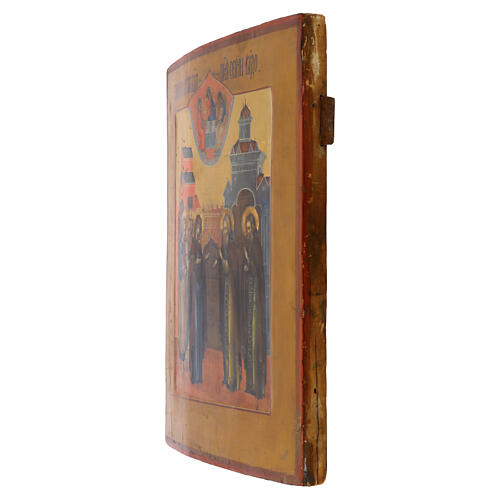 Ícone russo antigo século XIX Aparição da Virgem a São Sérgio de Radonézh 36x30 cm 4
