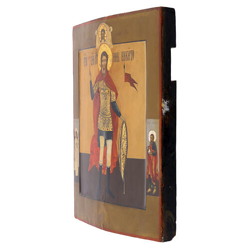 Icona Russa antica XIX secolo Santo Martire Nikita 31x26 cm 4
