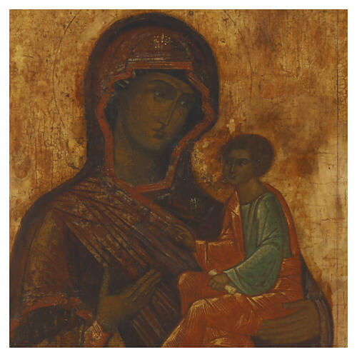Ícone russo antigo Mãe de Deus de Tikhvin século XIX 30,8x26 cm 2