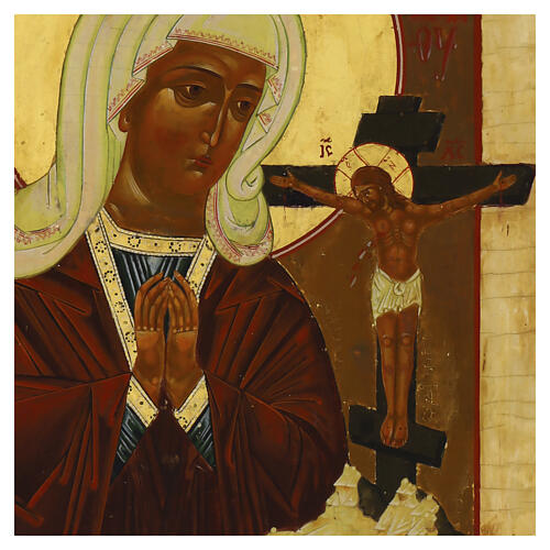 Ancient Russian icon, mid-19th century, Theotokos of Akhtyrka, 12.4x10.2 in 2