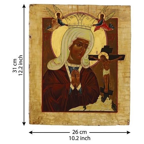 Icône russe ancienne XIXe siècle Mère de Dieu d'Akhtyrka 31,6x26 cm 3