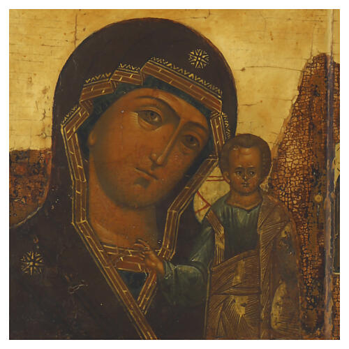 Icona Russia antica XVIII secolo Madonna di Kazan 34x30 cm 2