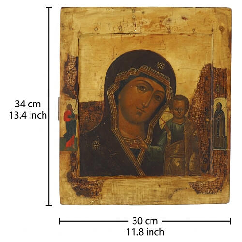 Icona Russia antica XVIII secolo Madonna di Kazan 34x30 cm 3