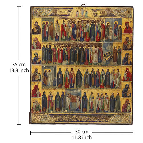 Icona Russa antica XIX secolo Menologio di gennaio 35x30 3