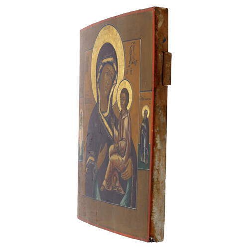 Icona Russa antica metà XIX secolo Madonna di Tikvin 30,9x26,8 4