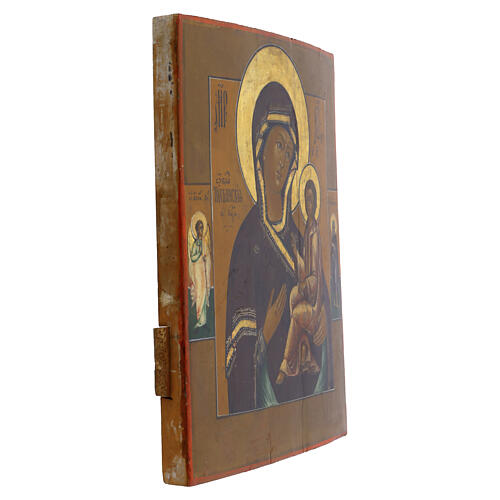 Icona Russa antica metà XIX secolo Madonna di Tikvin 30,9x26,8 5