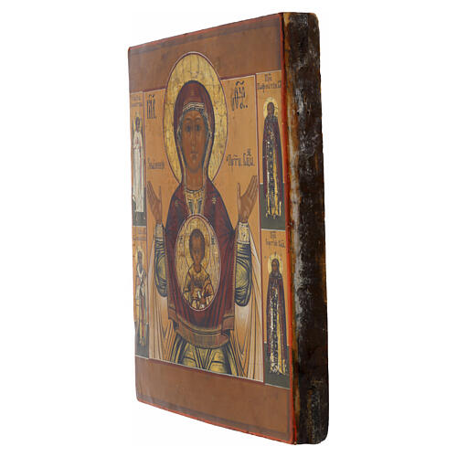 Icona Russa antica XIX secolo Madonna del segno 31X26 4