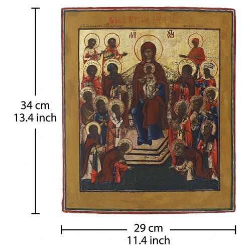 Icona Russa antica XIX secolo Madonna di Kiev Pecherskaya 34x29 cm 3