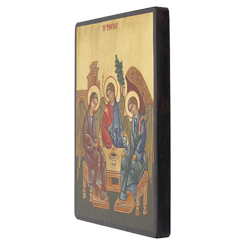 Icona rumena Santissima Trinità di Andrej Rublev dipinta a mano 31x23 cm 2