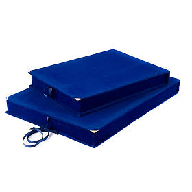 Blue velour case with satin covering