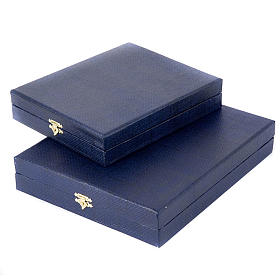 Blue case for icon with internal satin covering