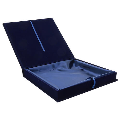 Blue velvet case for icon with satin interior 35x34 cm 2