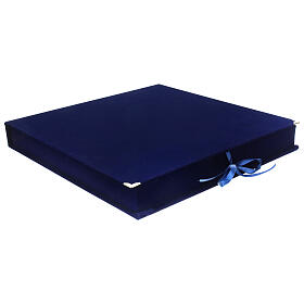Blue velvet icon box with satin interior 35x34 cm
