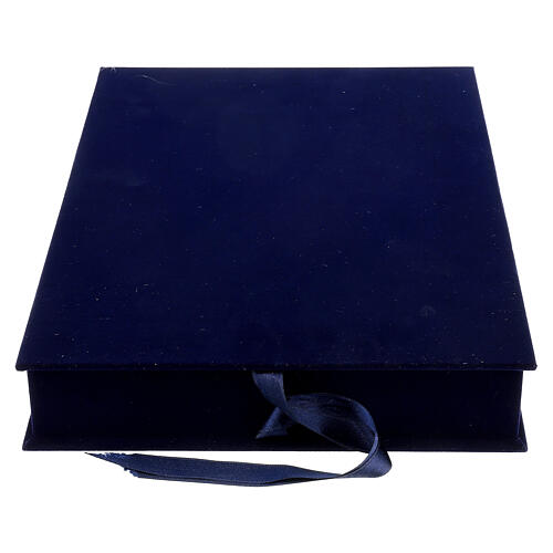 Etui usztywnione z niebieskiego aksamitu, wnętrze satynowe, 25x40x12 cm 1