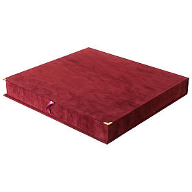 Cofanetto velluto bordeaux interno raso 42x45 cm