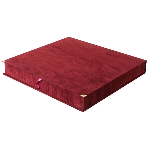 Cofanetto velluto bordeaux interno raso 42x45 cm 1