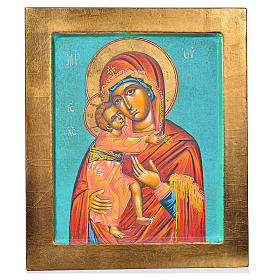 Ícono Virgen Vladimir fondo verde