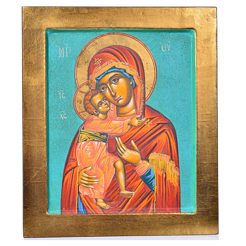 Icona Vergine Vladimir fondo verde 3