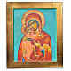 Ícone Mãe de Deus de Vladimir fundo verde s1