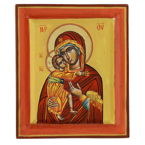 Ikone Gottesmutter von Wladimir ockergelben Hintergrund 1