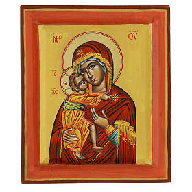Ícone Nossa Senhora de Vladimir fundo ocre