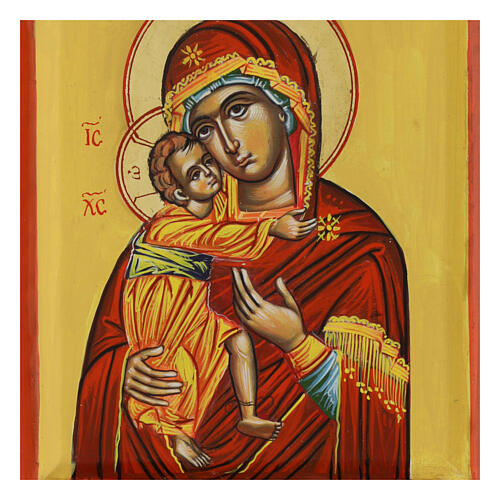 Ícone Nossa Senhora de Vladimir fundo ocre 2