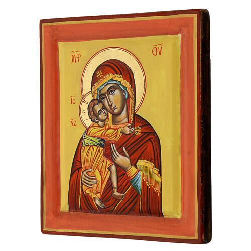 Ícone Nossa Senhora de Vladimir fundo ocre 3