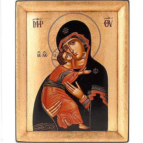 Ikone Gottesmutter von Vladimir mit Goldhintergrund 1