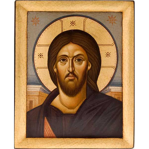 Pantocrator, close-up Greek icon, painted in Greece 1