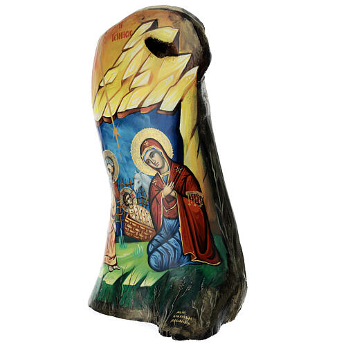 Greek icon painted on trunk 50x30 cm 3