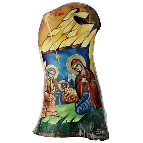 Greek icon painted on trunk 50x30 cm 1