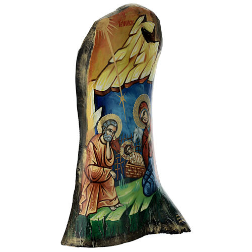 Greek icon painted on trunk 50x30 cm 4