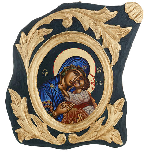 Ikone Jungfrau Elousa Griechenland mit Siebdruck und handgemalt 1