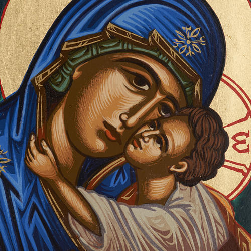 Eleusa Virgin, Greek icon, screenprinted and painted 2