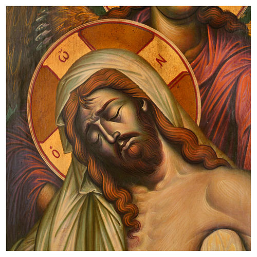 Icône grecque peinte, scène Déposition du Christ 67x48cm 2