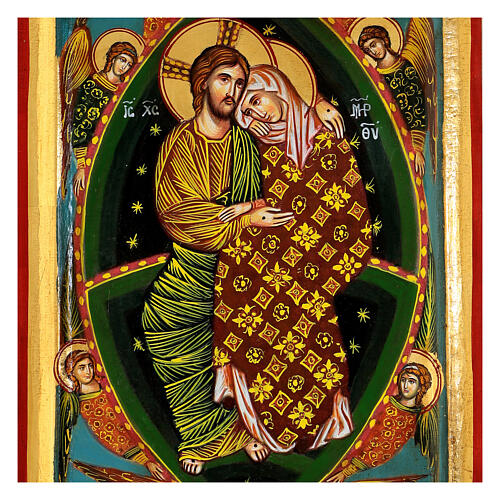 Greek painted icon Jesus hugs the Mother 35.5x22.5 cm 2