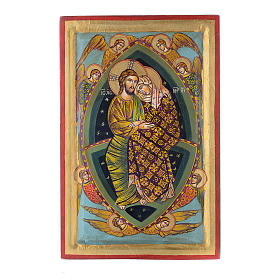 Icône grecque peinte "Étreinte Jésus et Vierge Marie" 35,5x22,5 cm