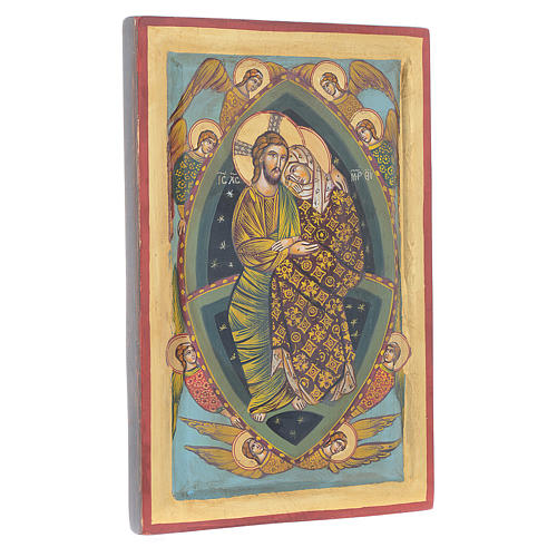 Icona greca dipinta "Abbraccio Gesù a Maria" 35,5x22,5 2