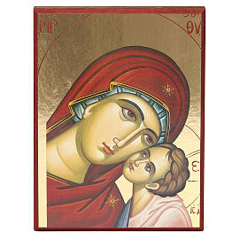 Griechische Ikone, Druck auf Goldgrund, Muttergottes nach Kiko, 17,5x23 cm