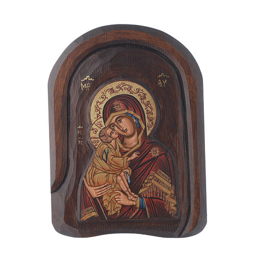 Icono bajorrelieve serigrafada con Virgen Vladimir 25x15 cm 1