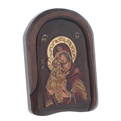 Icono bajorrelieve serigrafada con Virgen Vladimir 25x15 cm 2