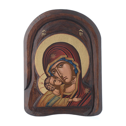 Greek carved icon Virgin of Vladimir, detail 20x15 cm 1