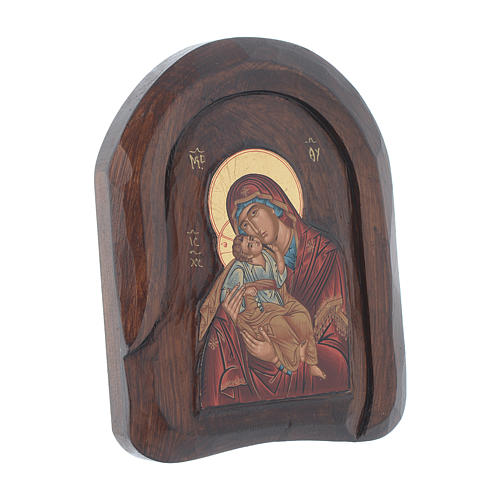 Icona a bassorilievo con Vergine Vladimir 20x15 cm 2