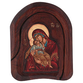 Ícone baixo-relevo com Mãe de Deus de Vladimir 20x15 cm