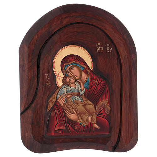 Ícone baixo-relevo com Mãe de Deus de Vladimir 20x15 cm 1