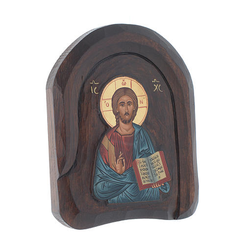 Greek carved icon Christ Pantocrator with open book 20x15 cm 2