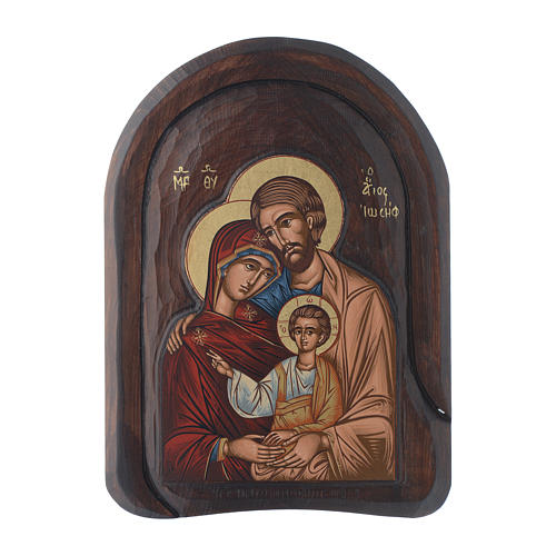 Holy Family icon in wood, low relief 30x20 cm 1